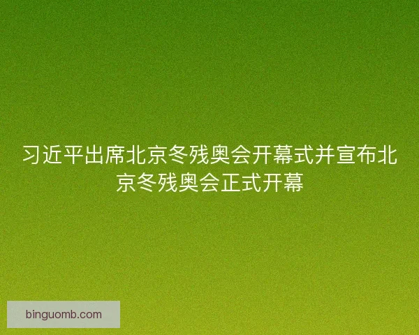 习近平出席北京冬残奥会开幕式并宣布北京冬残奥会正式开幕
