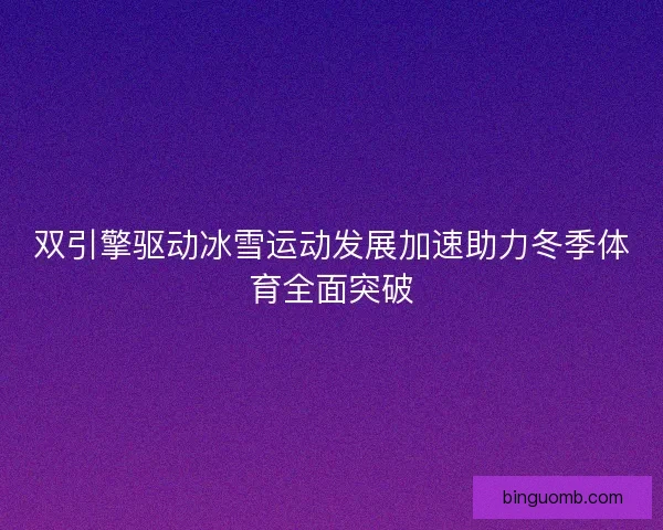 双引擎驱动冰雪运动发展加速助力冬季体育全面突破